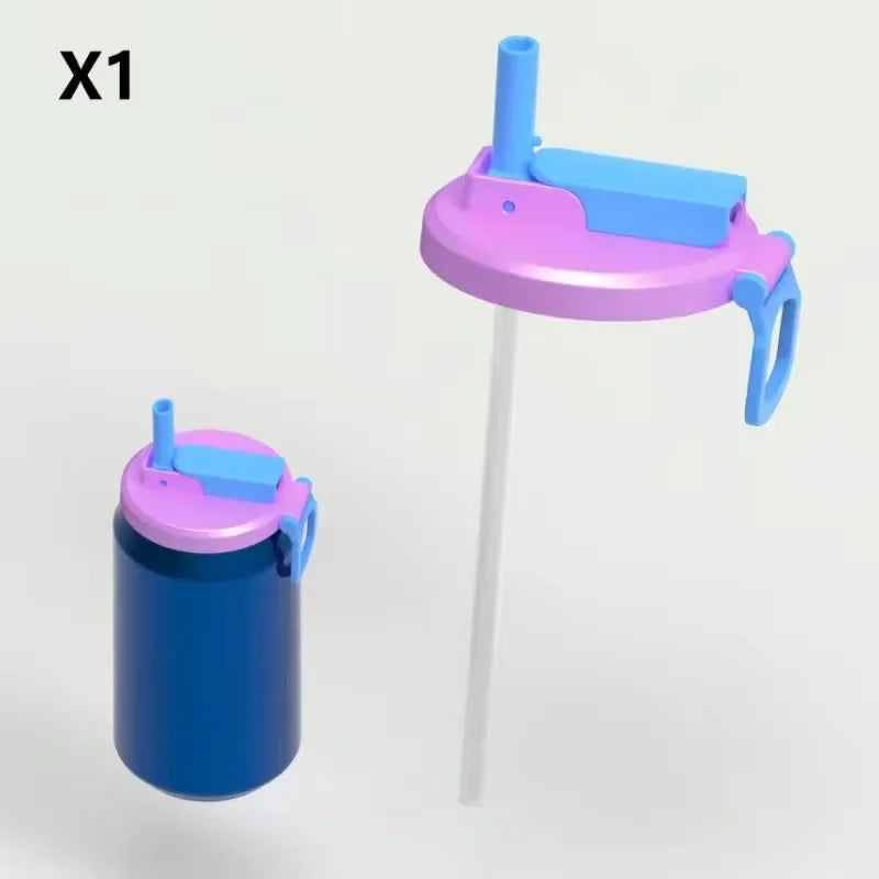 1pc Travel Soda Lid With Straw Reusable Silicone Lid for Standard Beverage Cans for Picnic Portable Juice Bear Straw Cap