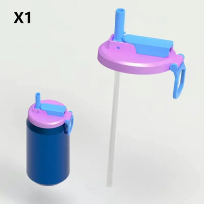 1pc Travel Soda Lid With Straw Reusable Silicone Lid for Standard Beverage Cans for Picnic Portable Juice Bear Straw Cap