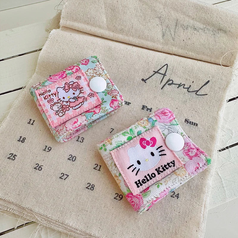 Hello Kitty Data Cable Organizer Fabric Sanrio KT Cat Charger Cord Storage Holder Data Line Bobbin Winder