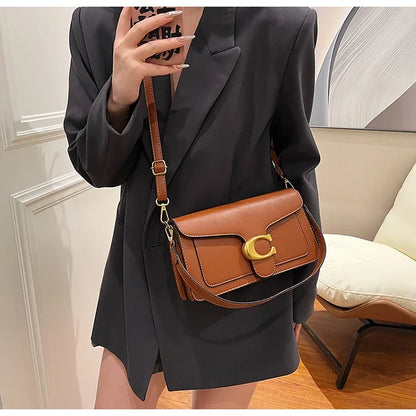 New Women's High-End Pure Color Simple Square Bag Multi-Layer Commuting Single Shoulder Bag Neutral Minimalist Style
