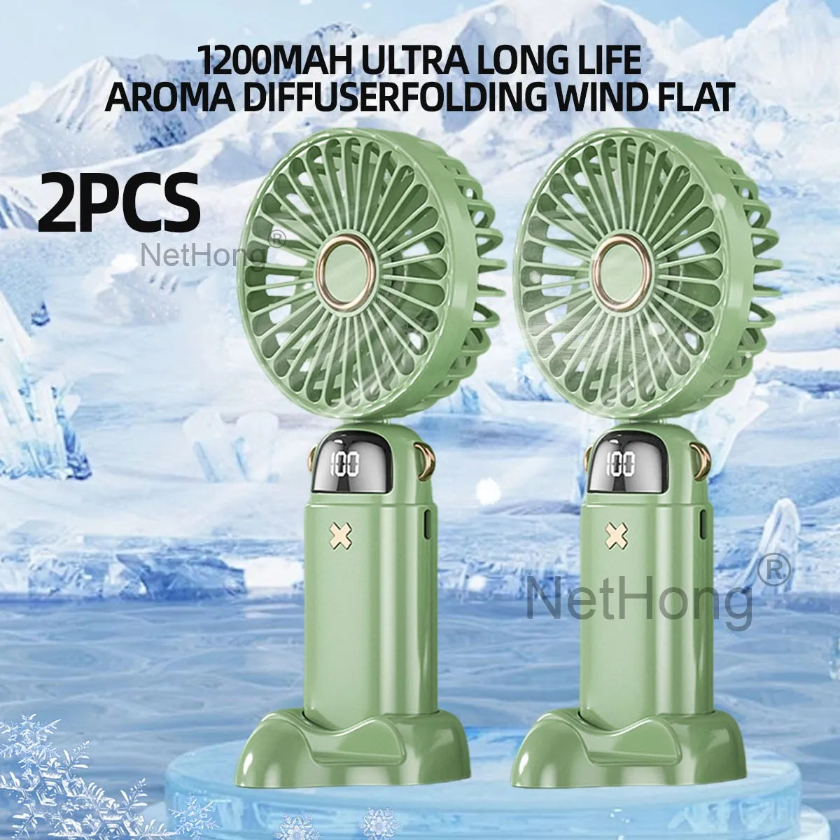 1/2 PCS 3-in-1 1800mAh Foldable USB Fan with Phone Holder - Portable Handheld & Desk Cooler w/ 360° Cooling