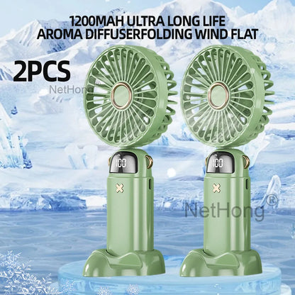 1/2 PCS 3-in-1 1800mAh Foldable USB Fan with Phone Holder - Portable Handheld & Desk Cooler w/ 360° Cooling