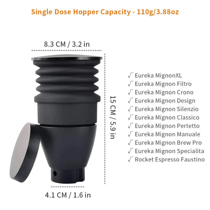 Coffee Bean Grinder Aluminum Single Dose Hopper Coffee Grinder Bean Bin BlowCleaning Tools For Eureka Mignon Grinder Accessories