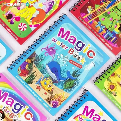 1P Reusable Water Drawing Book - Mess-Free Magic Painting Pad with Refillable Water Pen