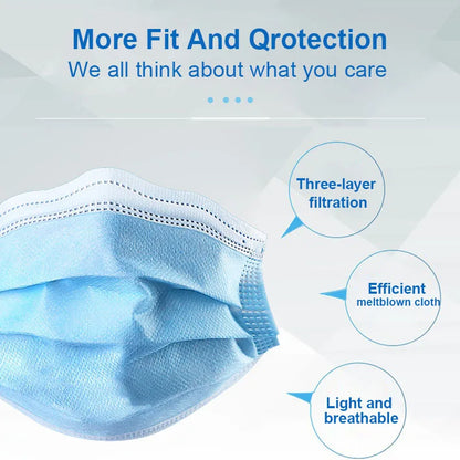 Black Disposable Mask Industrial 3 Layer Ply Filter Mask Adult Adjustable Mouth Face Masks Mascarillas Quirurgicas Homologadas