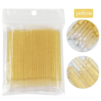 100Pcs Eyelash Cleaning Brush Lash Extension Micro Cotton Swab Individual Eyelashes Microbrush Beauty Makeup Clean Remover Tools