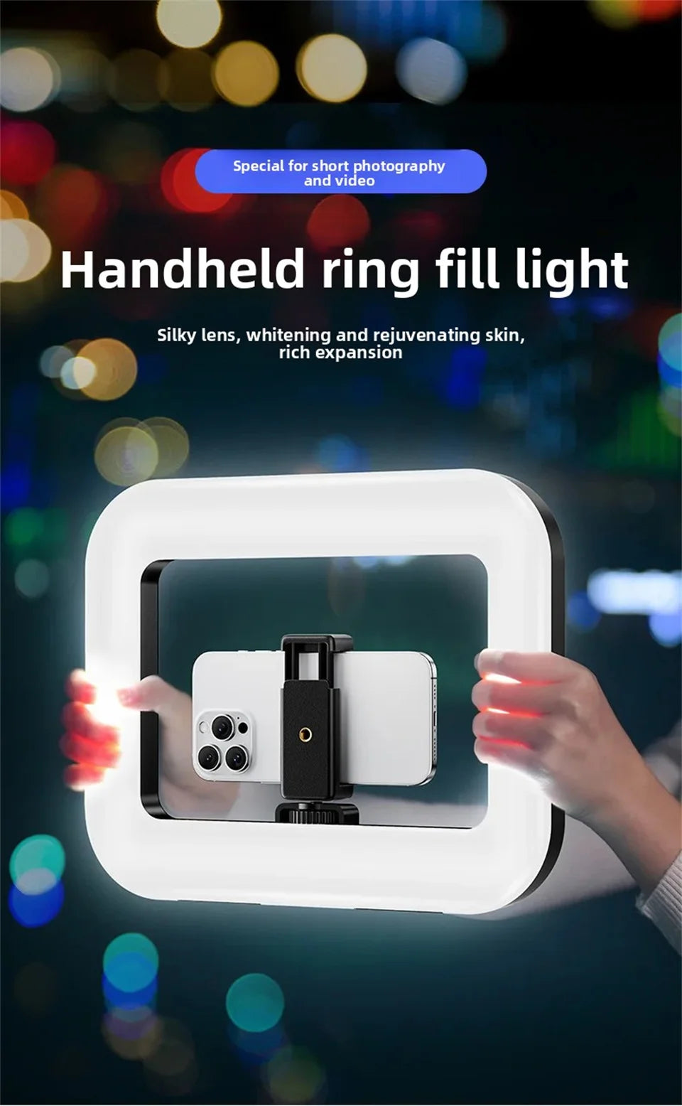 Portable Handheld Ring LED Light New Rabbit Cage Lighting Photography Lamp for Mobile Live Broadcast Selfie Light Decoration