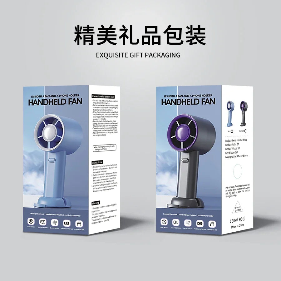 Mini Handheld Fan USB Fast Charging Portable Air Calculating Fan Mute Personal Highspeed Fan for Travel Outdoor Activities