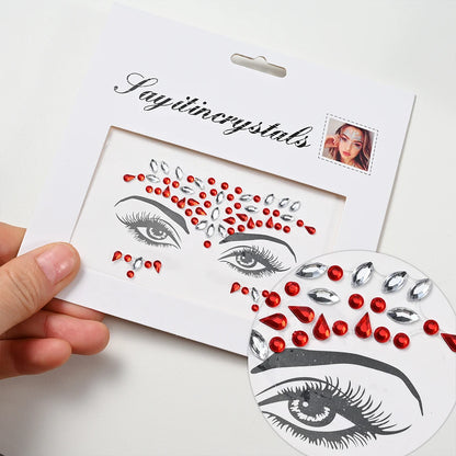 5Pcs/lot Mixed Shinying Girl Nail Glitter Face Stickers Rhinestone 3D Colorful Random Nail Face Crystal DIY Makeup Face/Body Dia