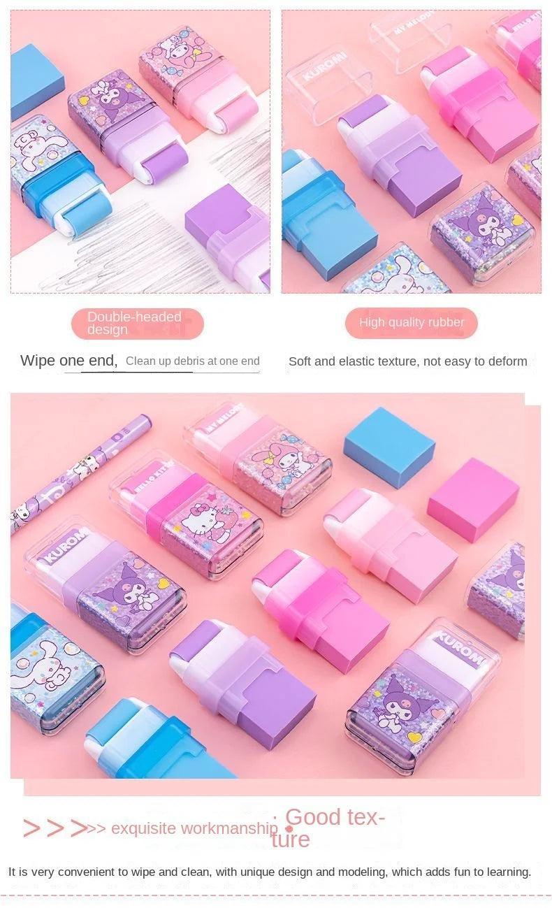 Sanrio All-Star Eraser For Students Cartoon Cute Kuromi Cinnamoroll My MelodyHello KittyPompompurin Roller Storage Eraser Gift