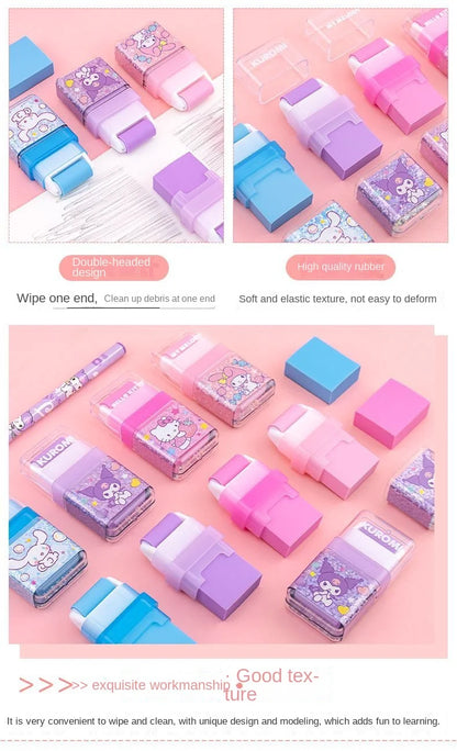 Sanrio All-Star Eraser For Students Cartoon Cute Kuromi Cinnamoroll My MelodyHello KittyPompompurin Roller Storage Eraser Gift