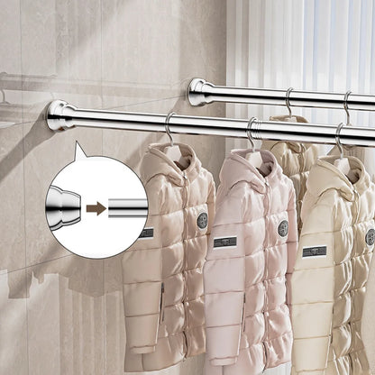 Telescopic Shower Curtain Extendable Wardrobe Rail Clothes Hanging Pole Rod