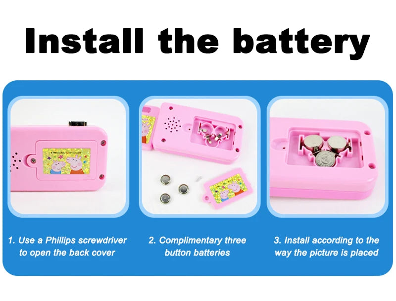 Peppa Pig Simulated Folding Mobile Phone Toys Kids Early Education Toddler Playing House Emulation Sound Light Music Child Gifts