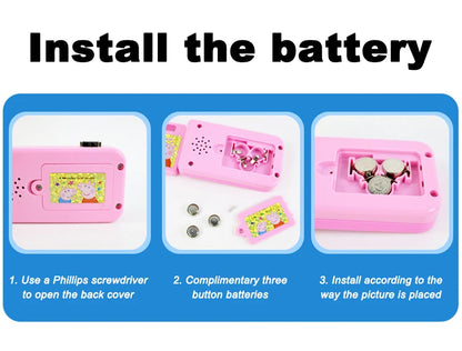 Peppa Pig Simulated Folding Mobile Phone Toys Kids Early Education Toddler Playing House Emulation Sound Light Music Child Gifts