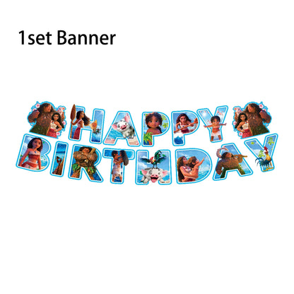 Moana 2 Party Decoration Disposable Tableware Set Paper Cups Plates Tablecloth Banner Balloon Cake Topper Gift Bag Baby Shower
