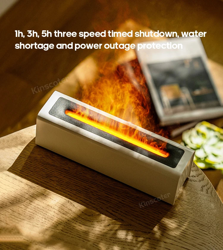 KINSCOTER RGB Flame Aroma Diffuser Air Humidifier Ultrasonic Cool Mist Maker Fogger LED Essential Oil Fire LED Lamp Difusor Gift