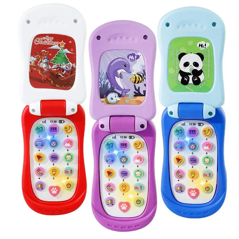 1pc NEW Cartoon Simulation Flip Phone Educational Music Phone Toy Toddler Education Early Voices Toys For Children's Day Gifts