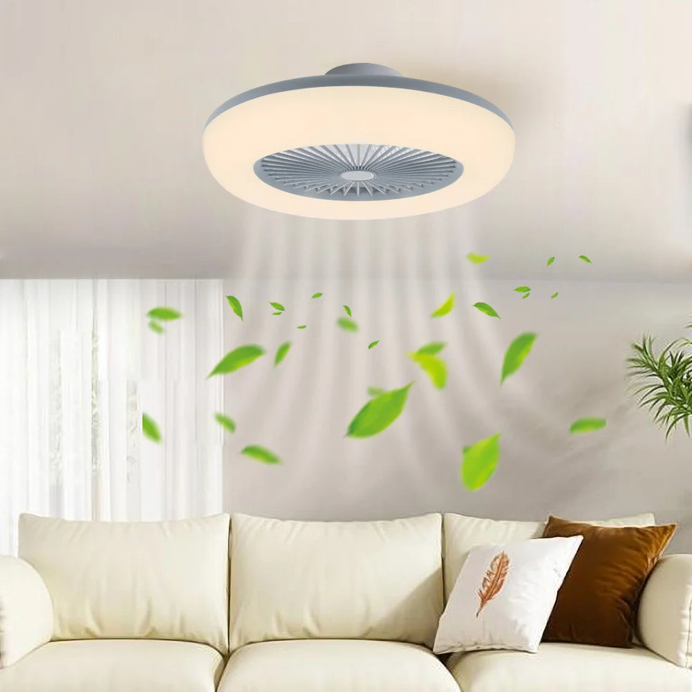 KOMORE Round Acrylic LED Ceiling Light Fan with Remote Control 3 Colour Temperature Memory Functions for Office, Living Room