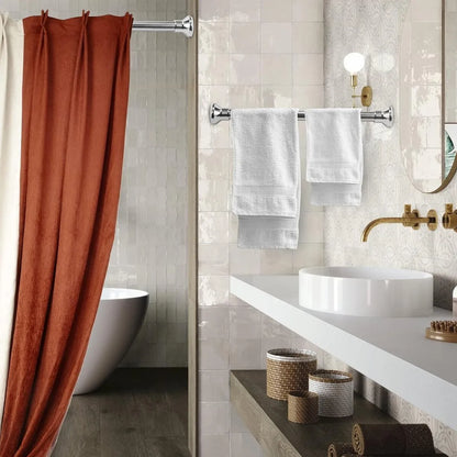 Telescopic Shower Curtain Extendable Wardrobe Rail Clothes Hanging Pole Rod