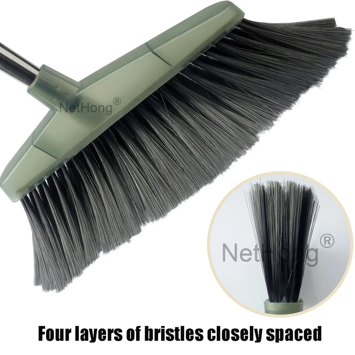 Long Handled Dustpan And Brush Set Strong Handle Dust Pan &Broom Upright Sweeper
