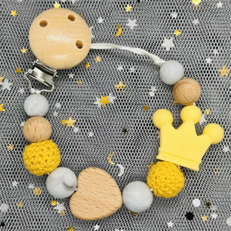 NEW Custom Name Wooden Personalized Baby Pacifier Chain Beech Bead Dummy Nipple Holder Guard Teether Pendant Newborn Mother Gift