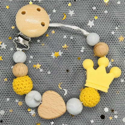 NEW Custom Name Wooden Personalized Baby Pacifier Chain Beech Bead Dummy Nipple Holder Guard Teether Pendant Newborn Mother Gift