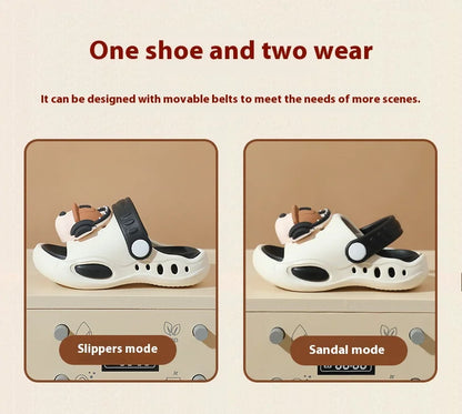 Children's Flip Flops, Anti Slip and Lightweight, Children's Hole Shoes, Soft Soled Cartoon Beach Shoes for Boys and Girls