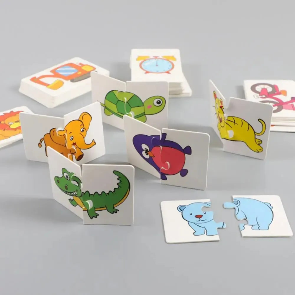 32 Piece Educational Matching Puzzle Cards - Early Learning Cognitive Development Toy for Kids Ages 3-6