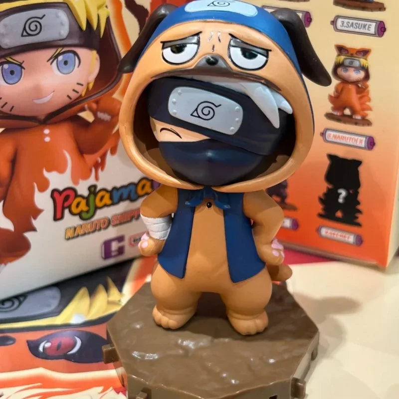 Naruto Bnfigureq Pajamars Series Blind Box Action Figures Model Sasuke Kakashi Costume Design Decoration Gift Toy