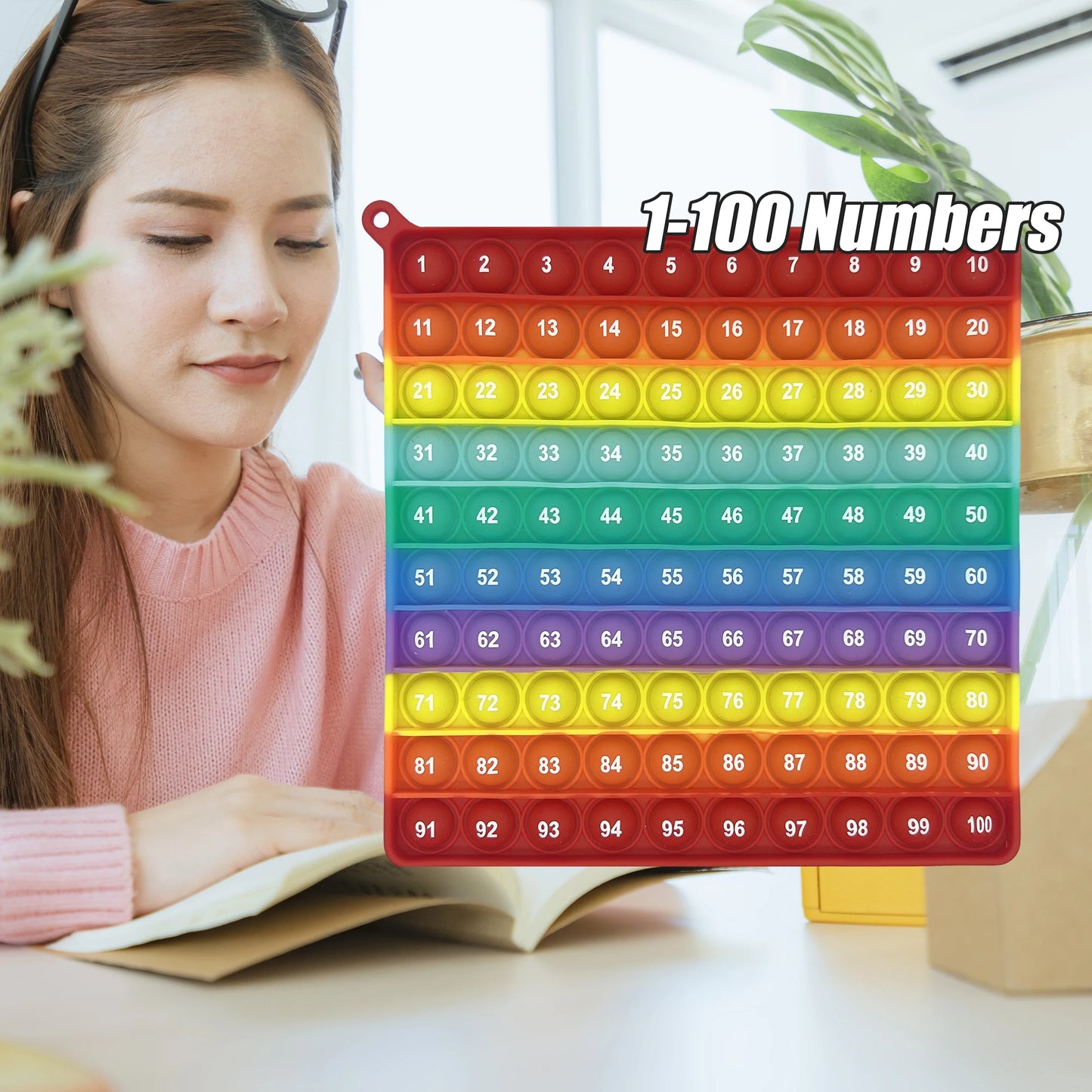 Interactive Math Learning Toy ，Silicone Number Counting Board 1-100, Sensory Fidget Game for Kids，Educational Classroom