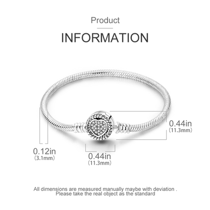 925 Sterling Silver Charm Bracelet - Leaf, Clover, Butterfly & Heart Design | 17-20cm Adjustable