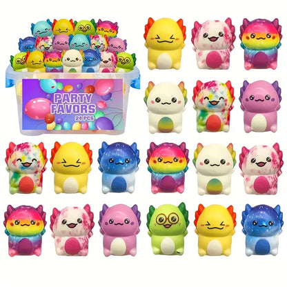 12/24PCS Kids Adult Mini Kawaii Newt Cute Stress Relief Squeeze Toys Random Slow Rising Toy Carnival Goodie Party Send Gift