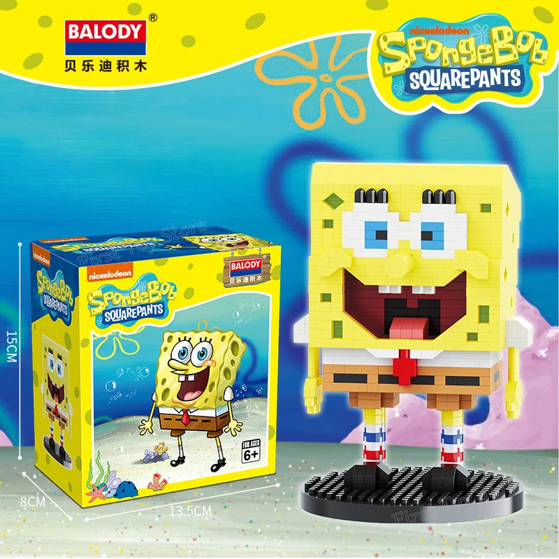 Spongebob Cartoon Krusty Krab Restaurant Building Blocks Creative Canteen Scenes Model Bricks Desktop Ornaments Toy For Kid Gift