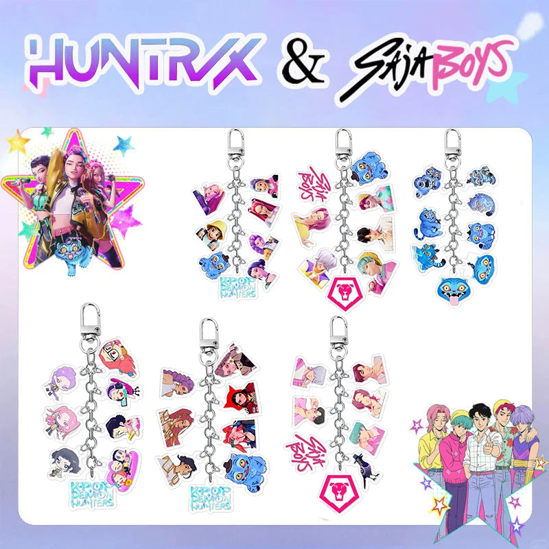 Kpop Demon Hunter Birthday Keychains Kpop Demon Hunter Party Favors Keyring Huntrix Fans Concert Hanging Pendant Party Supplies