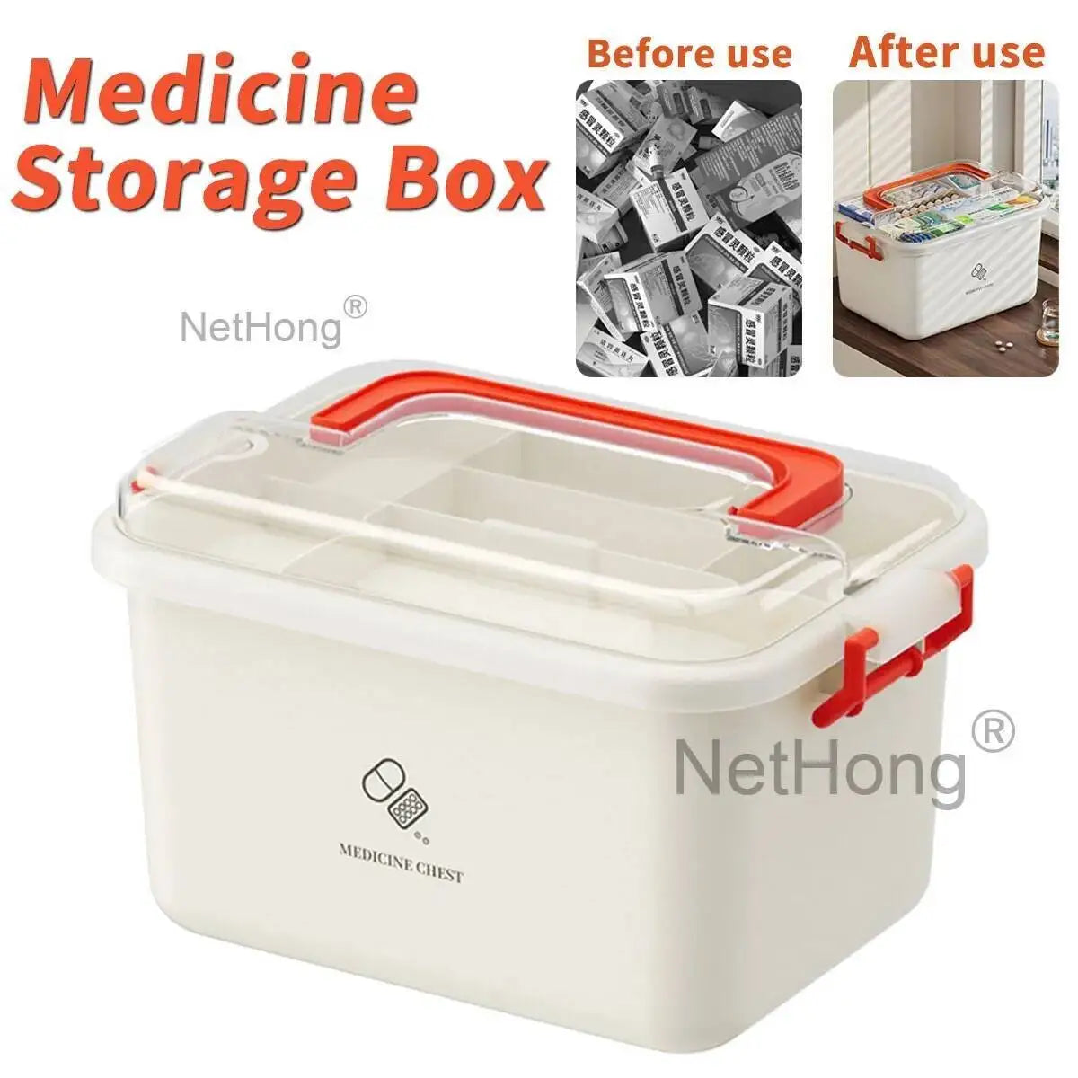 Box Portable Medicine Storage Container Large Capacity For Home