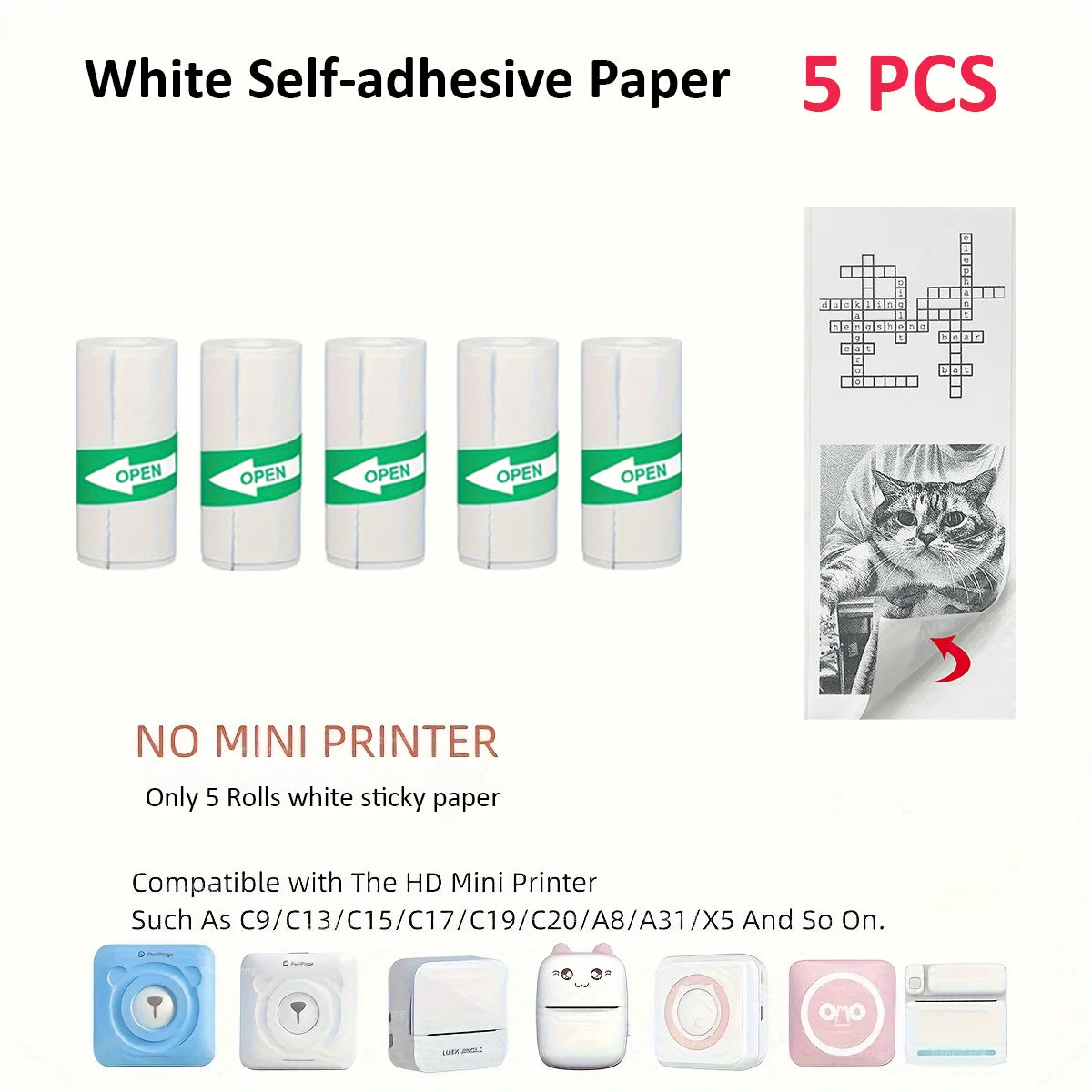 Mini Printer Sticker Paper, Thermal Color Paper Rolls For Paperang P1 P6 A6 A8 and Mini Printer, 25X57mm Paperang For Note Photo