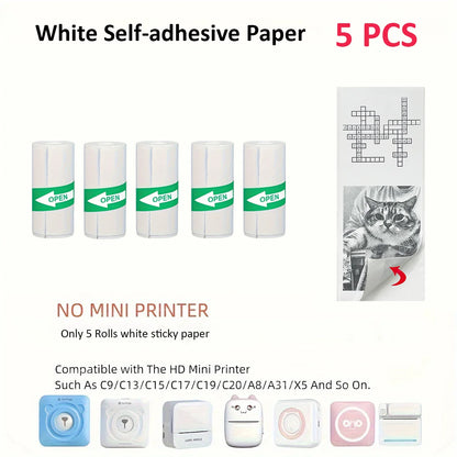 Mini Printer Sticker Paper, Thermal Color Paper Rolls For Paperang P1 P6 A6 A8 and Mini Printer, 25X57mm Paperang For Note Photo