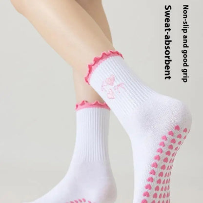 Cotton Breathable Mid-calf Yoga Socks Anti-slip Sports Socks Pilates Socks Dance Fitness Training Socks