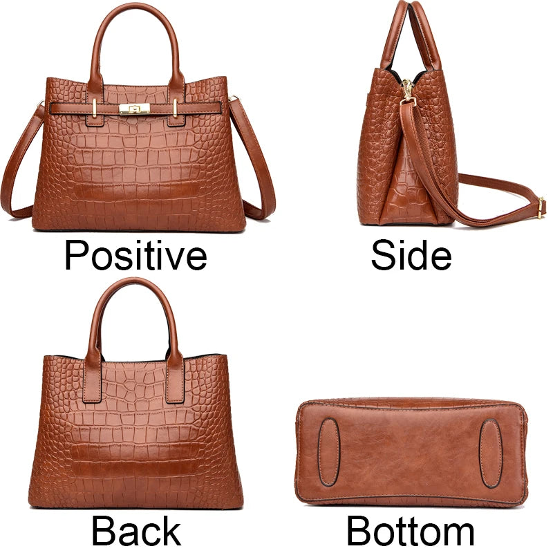 Famous Brand Ladies HandBags High Quality Crocodile Stripe Three Main Bags Designer Crossbody Shoulder Bag For Womens Tote Bag