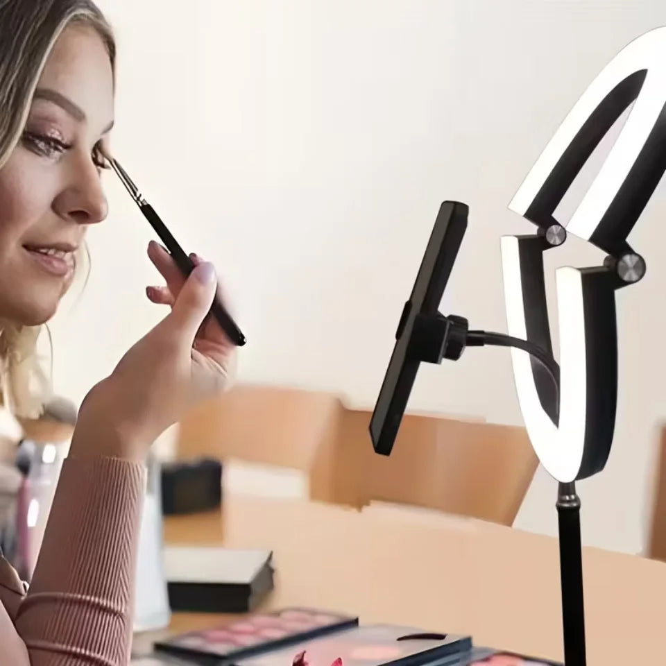 10-Inch LED Ring Light Foldable with 1.1m Tripod Stand +O-Clamp,3 adjustable lighting modes for Photography, Live Stream, Makeup