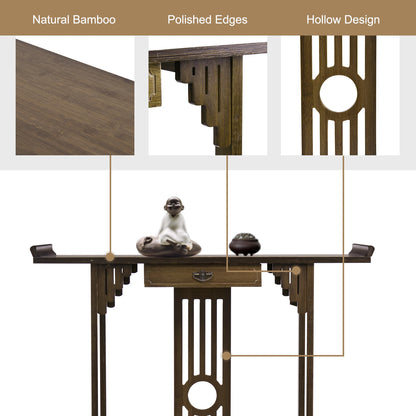 Chinese Style Hall Console Table, Accent Table, Entryway with Drawer, Storage Shelf, Wood Furniture
