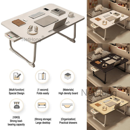 Folding Laptop Desk for Bed Tray Table Desk Bed Sofa Laptop Portable Lap Desk With tablet slot and cup holder Table support