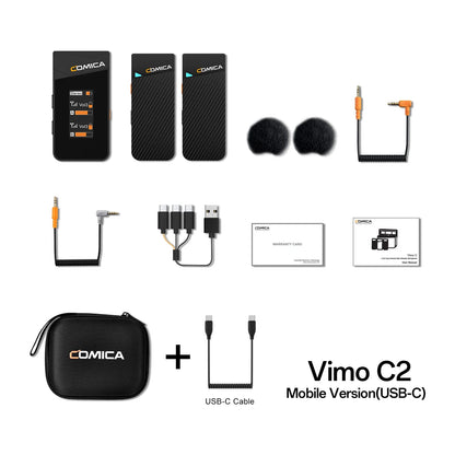 Comica Vimo C 2.4G Mini Wireless Lapel Microphone with Charging Case, for Smartphone Camera Podcast Interview YouTube Facebook