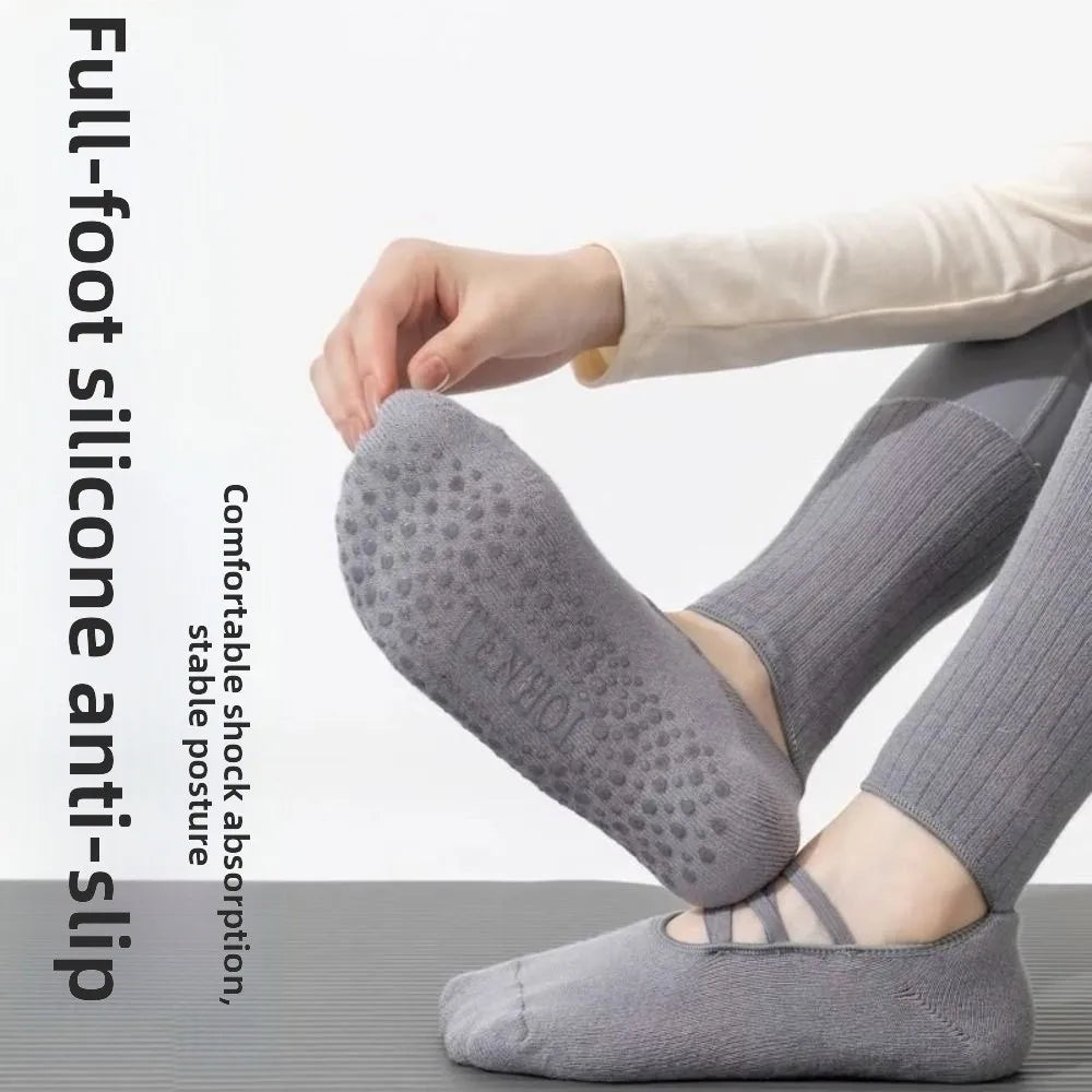 New Cotton Pilates Socks Harajuku Street Breathable Yoga Socks Non-Slip Grip Casual Strappy Grip Sock