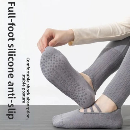 New Cotton Pilates Socks Harajuku Street Breathable Yoga Socks Non-Slip Grip Casual Strappy Grip Sock