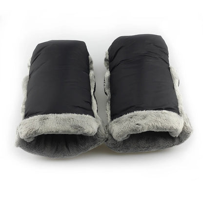2pcs Black Waterproof Pram Stroller Warm Gloves Mitten Winter Hand Muff Baby Stroller Mitten Winter Warm Stroller Accessories