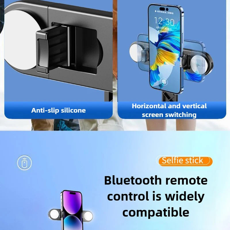 1.8M Long Extended Bluetooth Wireless Selfie Stick Live Broacast Stand Holder Tripod Foldable With Fill Light For Smartphones