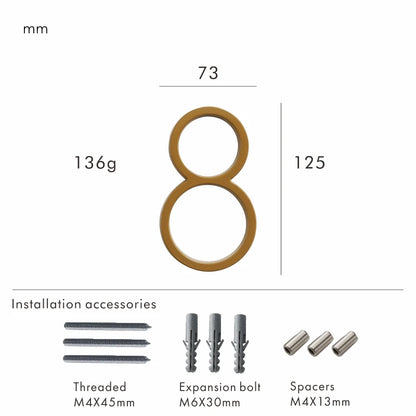 Nurlin 5 inchs 125mm Luxury Address Big House Numbers Modern Gold Black Silver Floating Signage Outdoor Digits Mailbox Sign