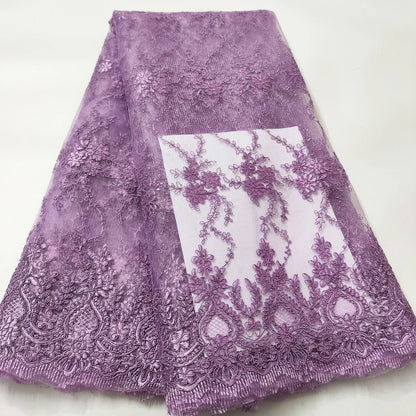 White African Lace Fabric 2025 Embroidered Nigerian Lace Fabric High Quality Cord lace French Tulle Fabric Wedding L-W006A