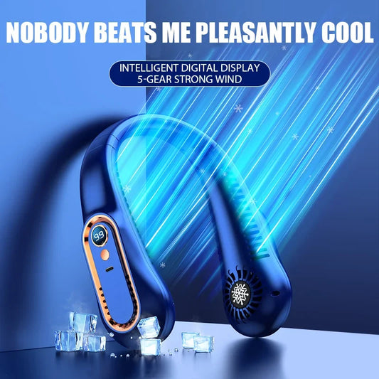 Portable Mini Hanging Neck Fan Bladeless Neckband Fan Digital Display Power Air Cooler USB Rechargeable Electric Fans Duct fan
